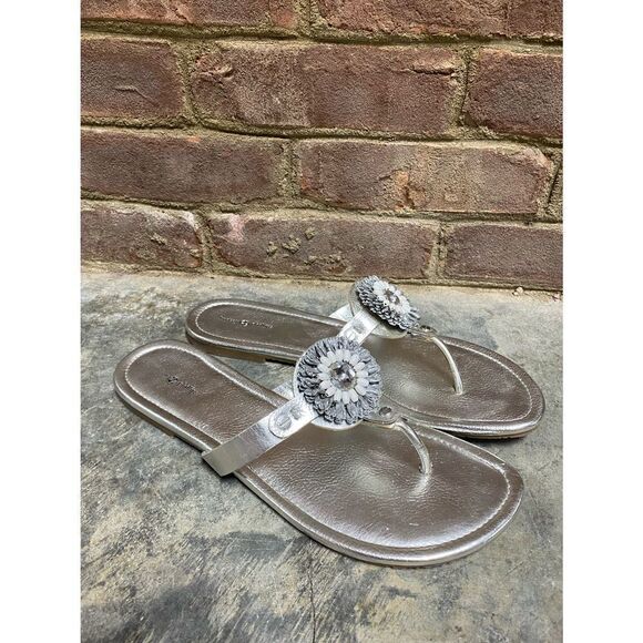 Lindsay Phillips Silver Rosie Switch Flops Flip Flops Size 10 - Picture 2 of 8
